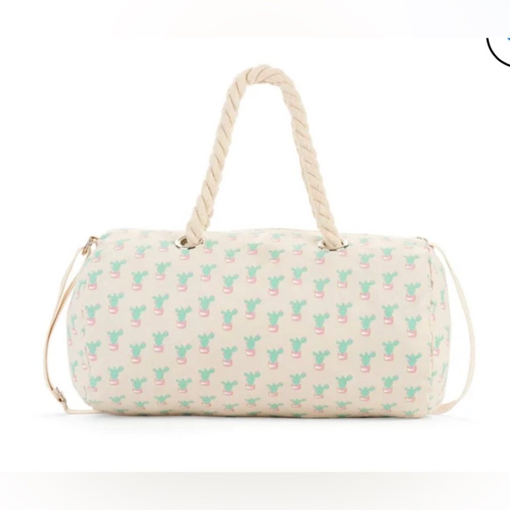 No Boundaries Tan Cactus Rope Handle Duffle Bag